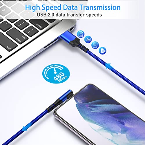 Ultimate 10 ft Type C Fast Charging Cable – 90-Degree USB to USB C Braided Cord (3-Pack) for i Phone 16/15 and Galaxy S Series – Enhanced Durability & Vibrant Colors for Seamless Charging Experience