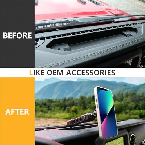 2024-2025 Jeep Wrangler JL Magnetic Phone Mount – Adjustable 360° Dashboard Cradle for Secure Navigation and Hands-Free Use – Sleek Black Finish for Enhanced Interior Style – Quick Installation for Optimal Driving Safety and Convenience