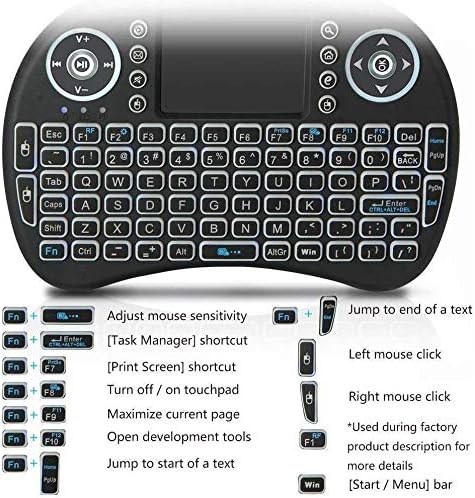 RAXXIO i8 Mini Wireless Keyboard with Touchpad – Portable 2.4 GHz LED-Backlit Handheld Keyboard for Effortless Control of Smart TVs, PCs, and Gaming Consoles – Rechargeable Battery for Ultimate Convenience and Compatibility with Android, Linux, Raspberry Pi, and More