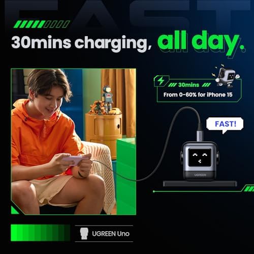 UGREEN Uno 30 W Compact Ga N USB-C Charger Block – Fast Charging Solution for i Phone 16/15/14, Galaxy S25/S24/S23, Pixel 9/8/7, and Mac Book Air – Stylish Purple Finish with Enhanced Safety Features for Everyday Portability