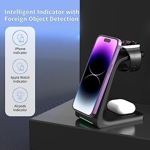 Revolutionary 3-in-1 Magnetic Wireless Charging Station: Fast, Sleek Dock for i Phone 16/15/14/13 Series, Apple Watch, and Air Pods Pro with Wall Charger – Ultimate Compatibility & Space-Saving Design for Modern Apple Users