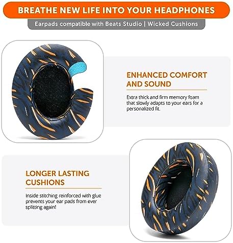 Upgrade Your Audio Experience with WC Wicked Cushions Replacement Ear Pads for Beats Studio 2 & 3 – Retro 90’s White | Luxurious PU Leather & Enhanced Foam for Optimal Sound Isolation | Perfectly Fits B0501 & B0500 Models | Not Compatible with Beats Solo | Enhanced Adhesive for Maximum Durability and Longevity