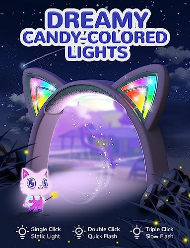 Colorful LED Cat Headphones for Kids – Safe 85 d B Volume Limit, USB-C Compatible, Perfect for Travel & Learning, Premium Stereo Sound for Tablets & i Pads, Durable & Stylish Design