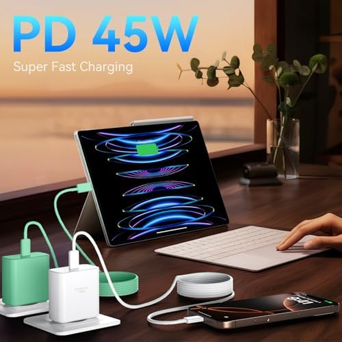 Elevate Your Charging Experience with the 45 W Super Fast USB-C Charger and 6.6 FT Cable – Optimal for i Phone 16 Pro Max, i Pad, and Android Devices – Compact, High-Efficiency Power Adapter with Advanced Safety Features for On-the-Go Users