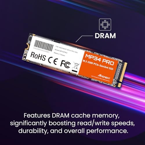 MMOMENT MT34 1 TB PCIe Gen3 NVMe M.2 2280 SSD – Supercharge Your Laptop and Desktop Performance with Blazing Fast 2000 MB/s Read Speeds for Gaming, Video Editing, and Efficient Data Management | Upgrade Your Storage Experience with Enhanced Compatibility and Reliability