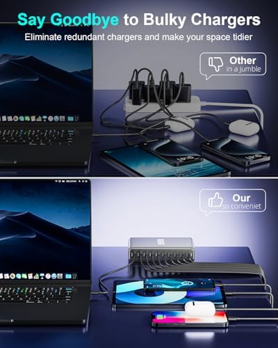High-Powered 440 W Ga N 8-Port USB-C Charging Hub – Dual PD & PPS Fast Charger for Mac Book Pro/Air, i Phone 16/15/14/13/Pro Max – Compact, Durable Solution for Home, Office & Travel Efficiency