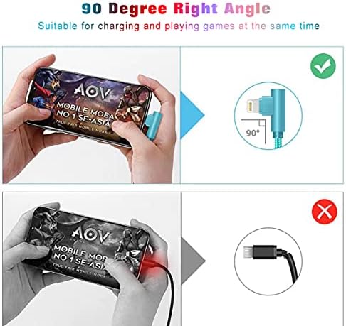 Revolutionary 90-Degree Right Angle Lightning Cable – 6 FT Nylon Braided Fast Charging Cord for i Phone 14/13/12/12 Pro/11/11 Pro/XS Max/XR/X/8/8 Plus/7/7 Plus/6 – Enhanced Comfort, Durability, and Quick Power-Up Solution for Gaming and Streaming Enthusiasts