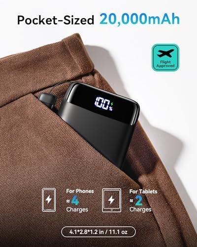 Ultimate INIU Portable Charger – 22.5 W 20000 m Ah Power Bank with Dual USB-C Fast Charging, PD 3.0 & QC 4.0, LED Display – Rapid Charging Solution for i Phone 16, Samsung S23, Google Devices & More – Long-lasting Power for On-the-Go Professionals & Travelers