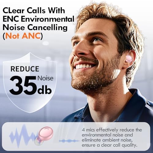 Lanteso Bluetooth 5.3 True Wireless Earbuds – Lightweight Sports Headphones with 48-Hour Playtime, Deep Bass Sound, Built-In Mic for Hands-Free Calls, Stylish Purple Finish for Active Lifestyles – Exceptional Comfort and Immersive Audio Quality