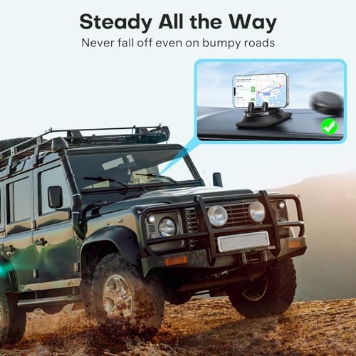 OMOTON 360-Degree Rotating Car Phone Holder – Adjustable Spring Dashboard Mount for i Phone 16 Pro Max & All Smartphones – Ultimate Hands-Free Navigation & Safety Solution for Your Vehicle – Sleek Black Design for Enhanced Compatibility and Convenience