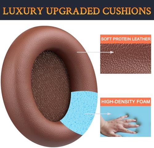 Elevate Your Audio Experience with SOULWIT Deep Brown Replacement Earpads for Beats Studio Pro Wireless Headphones – Luxurious Protein Leather Cushions with Advanced Noise Isolation Foam for Unmatched Comfort and Enhanced Sound Quality
