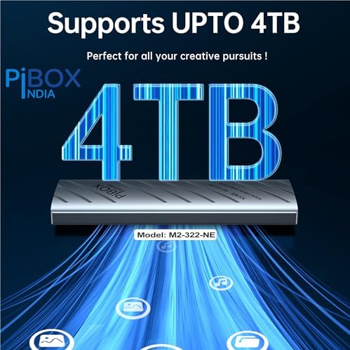 High-Speed Pibox India NVMe M2 Enclosure with Fan – USB 3.2 10 Gbps Tool-Free SSD Adapter for 2230/2242/2260/2280 M & B&M Keys – PCI-E NVMe Reader with Enhanced RTL9210 Performance and Heat Dissipation Solutions