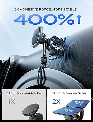 Premium LISEN Magnetic Car Phone Mount for i Phone & Android – 6-Magnet Stability with Adjustable Arch Design for Optimal Navigation in Black – Effortless Hands-Free Convenience and Universal Compatibility