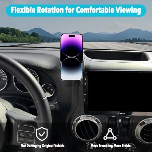 Jeep Wrangler JK JKU 2012-2017 Phone Holder – Ultimate 360-Degree Rotating Mount for Thick Cases, Easy Installation, and Rugged Stability – Perfect for 4.7-7 Inch Smartphones – Elevate Your Driving Experience with Enhanced Accessibility and Safety