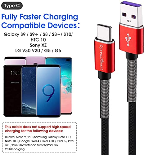 Cyven Premium 10 ft USB C Fast Charging Cable – 3-Pack High-Speed Type C Charger for Android Devices, Compatible with Samsung Galaxy S10, S9, S8 Plus – Enhanced Durability and Flexibility for Everyday Use