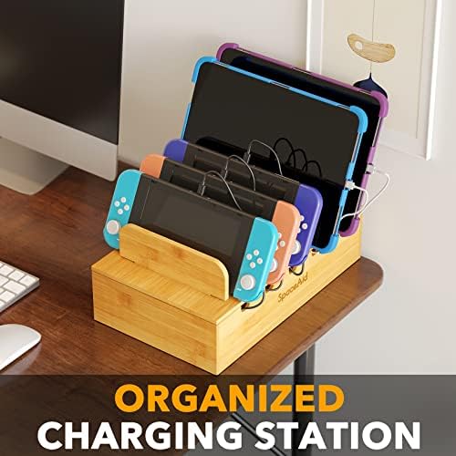 Eco-Friendly Bamboo Multi-Device Charging Station – Sleek Desk Organizer for Phones, Tablets & Laptops with Fast Charging Ports – Minimalist Docking Solution for a Clutter-Free Workspace – Sustainable Tech Accessory for Modern Living Spaces