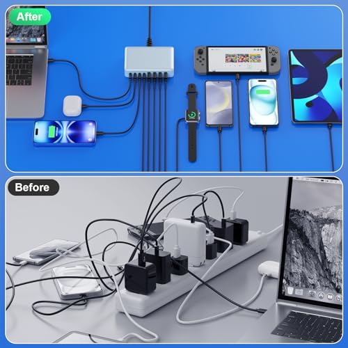 Power Up in Style: 300 W Ga N IV 8-Port USB-C Charging Hub – Fast PD 100 W Charger for Mac Book, i Phone 16/15/14, and Galaxy Devices – Ultimate Compact Charging Solution for Home and Travel Efficiency – Multi-Device Compatibility with Rapid Charging Capability – Engineered for Professionals and Tech Enthusiasts – Stay Powered Anywhere with This Versatile Charging Station