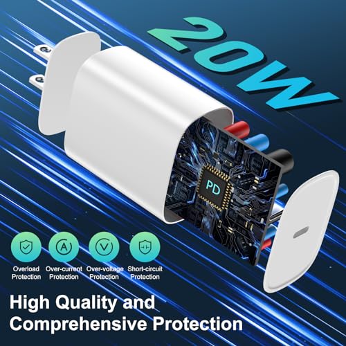 Rapid Charge Lightning Cable & 20 W USB-C Block for i Phone 14/13/12/11 – 3 FT Long Durable Fast Charger for i Pad and i Phone Models – Sleek Black Design for Enhanced Performance and Compatibility