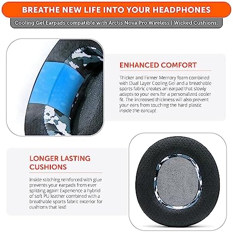 Experience Ultimate Comfort with WC Freeze Nova Pro Wireless Cooling Gel Earpads for Arctis Nova Pro – Exclusive 90’s Black Design, Enhanced Durability & Sound Isolation, Tailored Fit for Gamers Seeking Maximum Performance and Prolonged Play Sessions