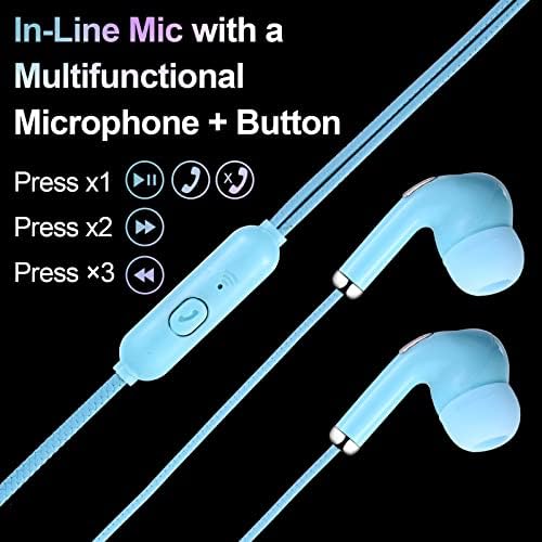 Bulk 50 Pack Colorful Earbud Headphones with Microphone – Ideal for Students, Professionals, and Travelers – 3.5 mm Compatible Wired Earbuds for Classroom Use, Hands-Free Communication, and Comfortable Listening Experience