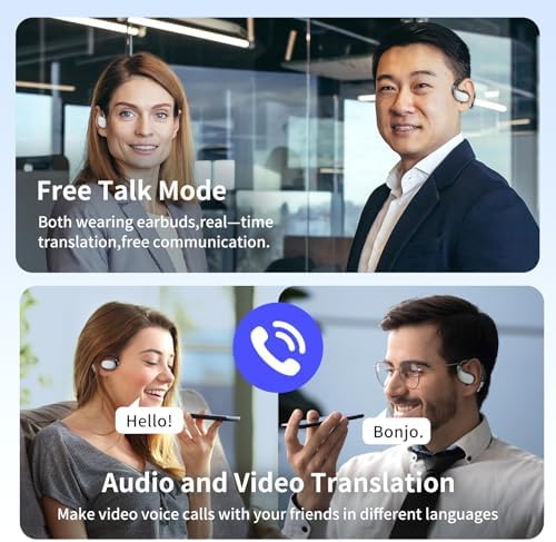 AI-Powered 144-Language Translation Earpiece: Seamless 3-in-1 Bluetooth Earbuds for Instant Communication on i Phone & Android – Perfect for Travel, Business Meetings, and Language Mastery with Enhanced Speed & Compatibility