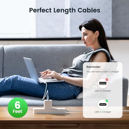 High-Speed 60 W USB C Cable Set [2-Pack, 10 ft] – Versatile Fast Charging Silicone Cord for i Phone 16, Samsung Galaxy S24, Mac Book Air, and More – Durable Design for Maximum Compatibility and Extended Reach (Black & White)