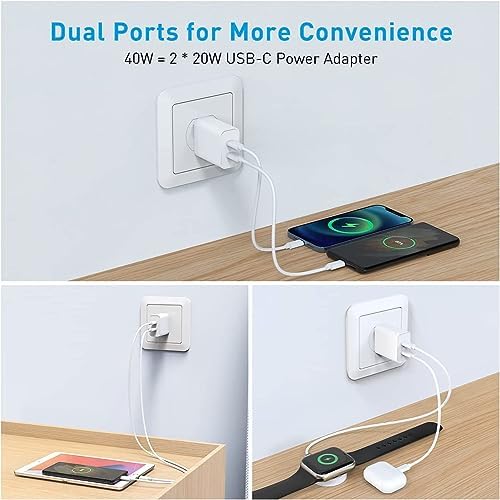 Ultra-Fast 45 W Dual Port USB-C Wall Charger for Samsung Galaxy S Series – Rapid Charging with 5 FT Type C Cable – Perfect for S25, S24, S23 Models – Compact & Portable Power Solution for On-the-Go Charging – Enhanced Compatibility for All Type C Devices