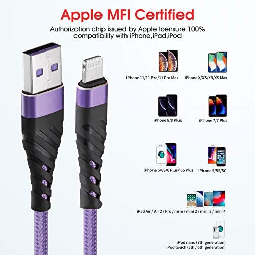 Cyven Smart 3-Pack 6 Ft MFi Certified Lightning Cables – Fast Charging USB A to Lightning Cords for i Phone 14/13/12/11/XS/XR/X/8/7/6/5/SE Plus Pro Max Mini – Durable Red Design for Ultimate Flexibility and Speed