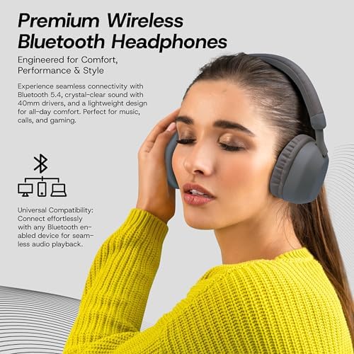 Gabba Goods Aura Elite Premium Wireless Over-Ear Headphones – Unmatched High-Resolution Audio with Built-In Mic, SD Card Compatibility & 6-Hour Battery Life – Perfect for Gamers, Travelers, and Professionals – Chic Black Design for Audiophiles and Everyday Users