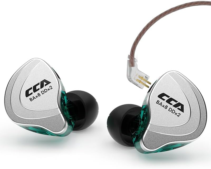 Experience Unmatched Audio Clarity with CCA C10 In-Ear Monitor Headphones – 10 Hybrid Drivers for Hi-Fi Sound, Noise-Isolating Comfort, and Detachable Cable for Musicians and Audiophiles – Perfect for Studio Recording and Live Performances