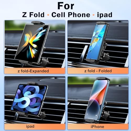 Universal 360-Degree Rotatable Car Phone Holder – Air Vent Mount for i Phone, Android & Tablets (4.7-12.9”) – Enhanced Stability & Hands-Free Convenience for Safe Driving & Navigation – Sleek Design for Optimal Compatibility