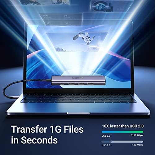 Ultra-Slim UGREEN USB 3.0 Hub with 4 Ports – Premium Aluminum Multiport Adapter for Mac Book, i Mac, and PC – High-Speed Data Transfer Up to 5 Gbps – Effortless Plug and Play Connectivity for Enhanced Productivity and Seamless Device Compatibility