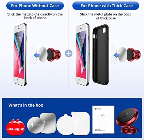 SYNCWIRE 360° Adjustable Magnetic Car Phone Mount – Premium Dashboard Holder for i Phone, Samsung, LG & Mini Tablets – Effortless Navigation & Hands-Free Safety in Sleek Gray Finish – Strong Grip & Easy Installation for Enhanced Driving Experience