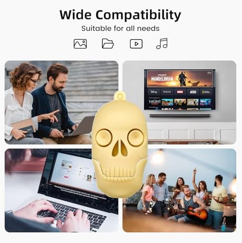 Skull Shaped 64 GB USB Flash Drive – Unique Personality Memory Stick for Stylish Data Storage | Borlter Clamp Cool USB 2.0 Thumb Drive Perfect for Gifts & Everyday Use | Durable, Portable & Compatible with All Devices