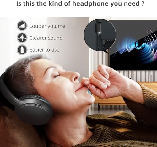 Experience the Freedom of Sound with BKM300 Premium Bluetooth Wireless Headphones – Perfect for TV Lovers, 165 FT Range, Crystal Clear Audio with Ultra-Low Latency, Versatile Connection Options (Optical, AUX, RCA, USB), 20-Hour Battery Life for Non-Stop Viewing, Effortless Plug & Play Setup for Instant Enjoyment