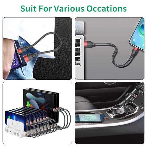 1ft Multipack Short iPhone Charger Cable for iPhone 14 13 12, Bulk Short USB A to USB C Cable 12 inch for Charging Station Compatible with iPhone 15 Samsung Galaxy S20 S10 Note 20 10, 10 Pack Mixed – Enhanced Compatibility and Speed
