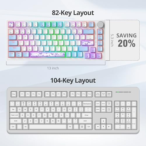 Transform Your Gaming Setup with the 75% Monster B Wired Mechanical Keyboard – 82 Keys, Gasket Mount Design, Hot-Swappable White Switches, RGB Lighting, Programmable Features for Mac/Windows – Unmatched Speed and Comfort for Gamers and Professionals