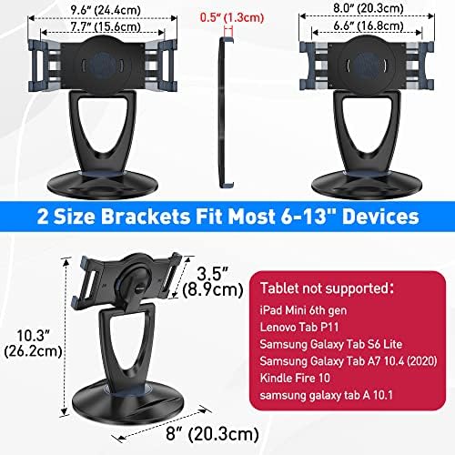 Revolutionary 360° Swivel Tablet Stand Holder for 6-13 Inch Devices – Adjustable Height for Enhanced Comfort and Stability – Modern Black Design for Home Office, Retail Kiosks, and Reception Areas – Perfect Gift for Tech Enthusiasts – Optimized Viewing Experience for Video Conferencing and Streaming