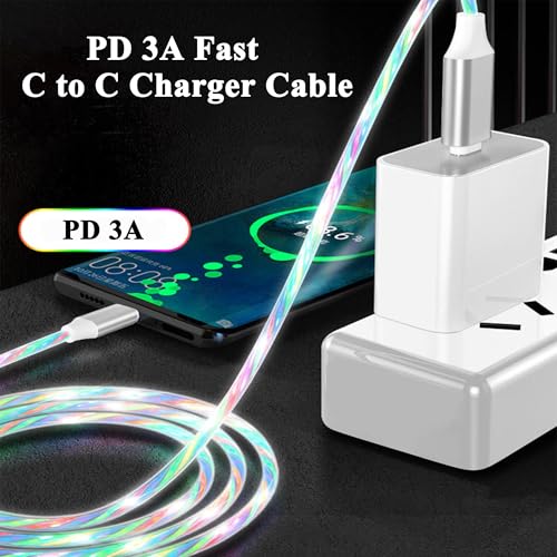 USB C to USB C Cable 3A Light Up C to C Cable LED C to Type C Fast Charging Cord for Samsung Galaxy S23 S22 S21 S20 Ultra, i-Phone 15 16, iPad mini Pro Air(6.6FT,Green) – Enhanced Compatibility and Speed