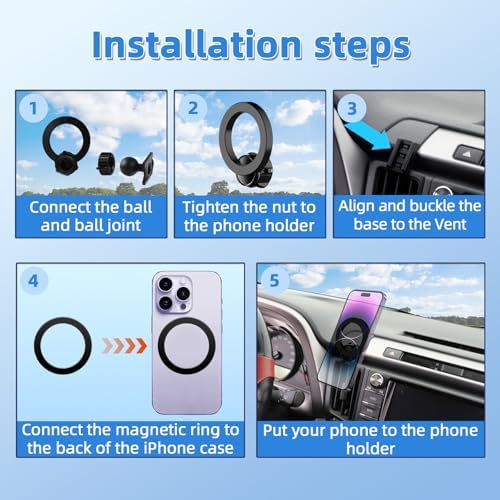 Upgrade Your Toyota Tundra or Sequoia Driving Experience with the 360° Rotating Mag Safe Phone Holder – Premium Dashboard Mount Designed for 2020-2025 Models, Ensures Safety, Accessibility, and Sleek Aesthetics Without Air Vent Obstruction