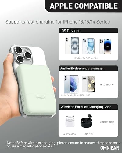 Ultra-Slim Magnetic Power Bank – 5000 m Ah Wireless Charger for i Phone 16 Series with 20 W Fast Charging and USB-C Cable, Stylish Purple Design for Effortless Portability and Enhanced Compatibility