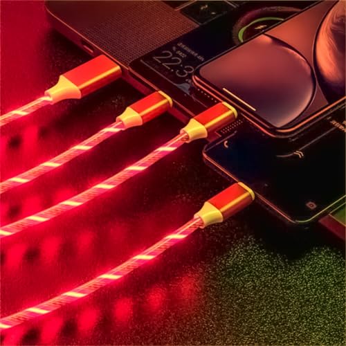 Transform Your Charging Routine with the 6-Foot 3-in-1 LED Charging Cable – Fast Charge & Data Transfer for Micro USB, Lightning, and USB-C Devices – Eye-Catching Glowing Design, Durable Construction Perfect for Home, Office, and Travel Use