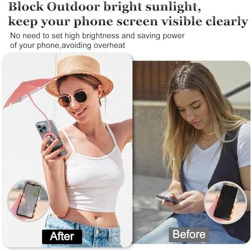 Magnetic Umbrella Phone Stand for Sun Protection,Adjustable Sun Shade Shield for iPhone 16/15/14/13/12 Pro Max,Samsung & Google,Detachable Ring Stand,Heat-Resistant Design,Car Mount Compatible, Black – Enhanced Compatibility and Speed