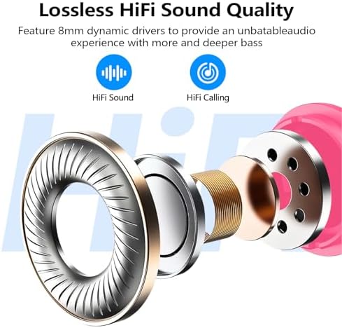 Kurdene Bluetooth 5.3 Wireless Earbuds – Featherweight Sports Earphones Delivering Rich Deep Bass and Crystal-Clear Call Clarity – Chic Light Blue In-Ear Headphones for Ultimate Comfort During Workouts and Daily Activities