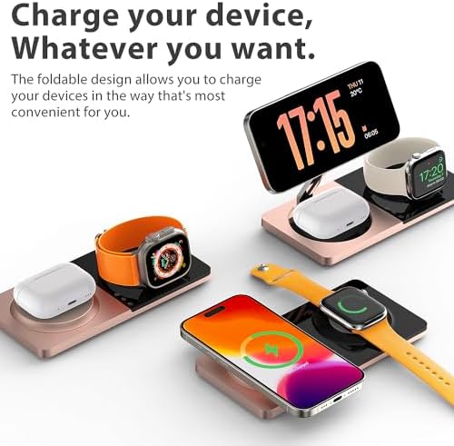 Revolutionize Your Charging Experience: 3-in-1 Fast Charging Station for Apple Devices with Mag-Safe Technology – Wireless Dock for i Phone 16/15/14/13/12 Series, Apple Watch Series 1-9/Ultra, and Air Pods Pro – Includes 30 W USB Charger in Sleek Silver Finish for Optimal Compatibility and Speed