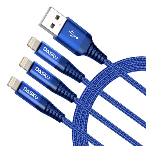 3-Pack 3 FT Lightning Cable – Premium Nylon Braided Fast Charging Cord for i Phone 13/12/11/Pro Max/X/Xs Max/Xr/8 Plus/7 Plus/6 S Plus/6 Plus/i Pad – Ultimate Durability & Tangle-Free Convenience