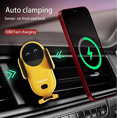 Stylish Wireless Car Charger with Auto-Clamping Fast Charging – Sleek Blue Phone Mount for i Phone, Samsung & Android – Dashboard & Air Vent Versatility for Safe, One-Handed Operation