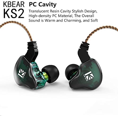 Experience Unmatched Audio Clarity with KBEAR KS2 Hybrid In-Ear Monitor Headphones – 1 BA & 1 DD Drivers for Superior Sound Quality, Noise-Cancelling Technology, and Detachable Cable Design – Perfect for Gaming, Running, and Audiophile Listening in Sleek Black Finish