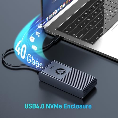 FIDECO Ultra-Fast 40 Gbps M.2 NVMe SSD Enclosure – Premium Aluminum Alloy Design with Cooling Fan, Ideal for M1/M2 Pro/Max, Thunderbolt 4/3 & USB4 Compatible, Effortless Installation for Enhanced Performance and Durability