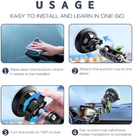 Ultra-Stable Suction Cup Phone Mount for Vloggers – 360° Rotating Holder for Windshield, Roof, and Car Window – All Smartphone Compatibility – Secure & Easy Installation for Capturing Stunning Content on the Go